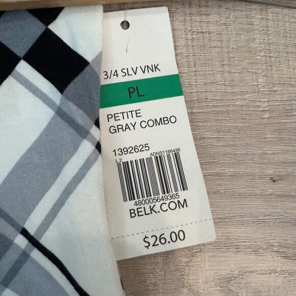 KIM ROGERS BLACK AND WHITE WOMENS 3/4 SLEEVE SHIRT NEW PETITE LARGE - Picture 7 of 9